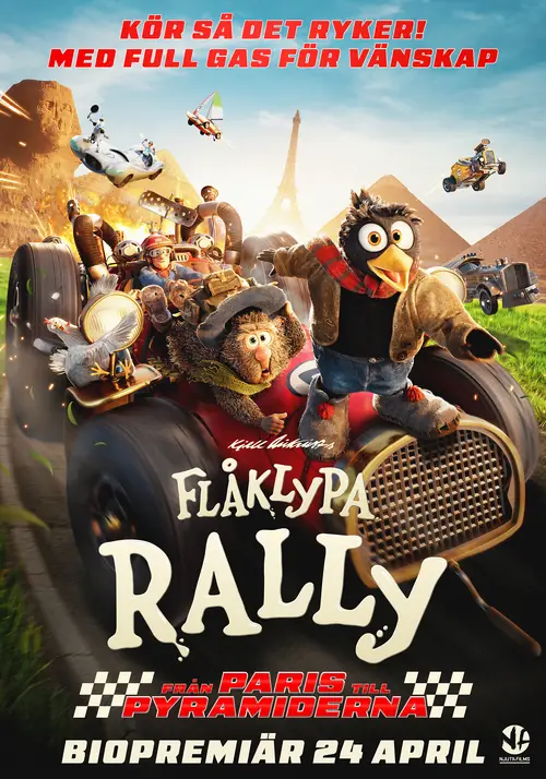 Affisch för Flåklypa – Rally från Paris till pyramiderna