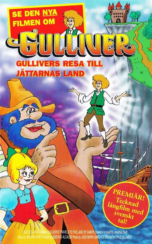 Omslag: Gullivers resa till jättarnas land (VHS)